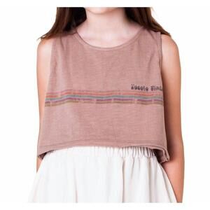 NEW TOCOTO VINTAGE girl's crop tank top in brown lines